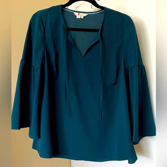 NWOT Boden Size 6 Dark Teal Green Flowy Boho Sleeve Top - Picture 1 of 8